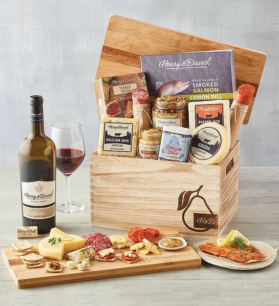 Artisan Meat and Cheese Gift with Wine